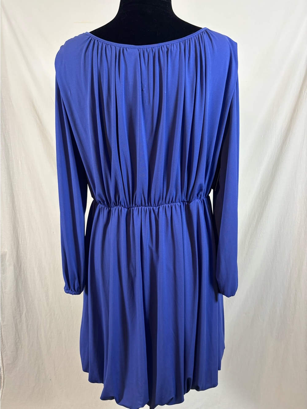 NWT Ellen Tracy Heliotrope Blue Bubble Hem Split Sleeve Cocktail Party Dress 14